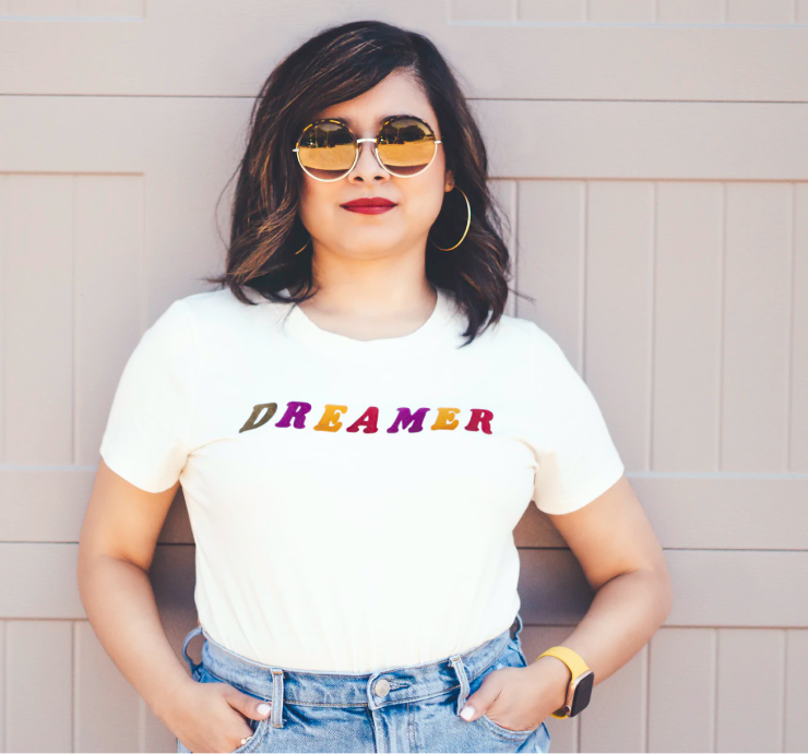 Picture of a girl in a Surfgroove t-shirt